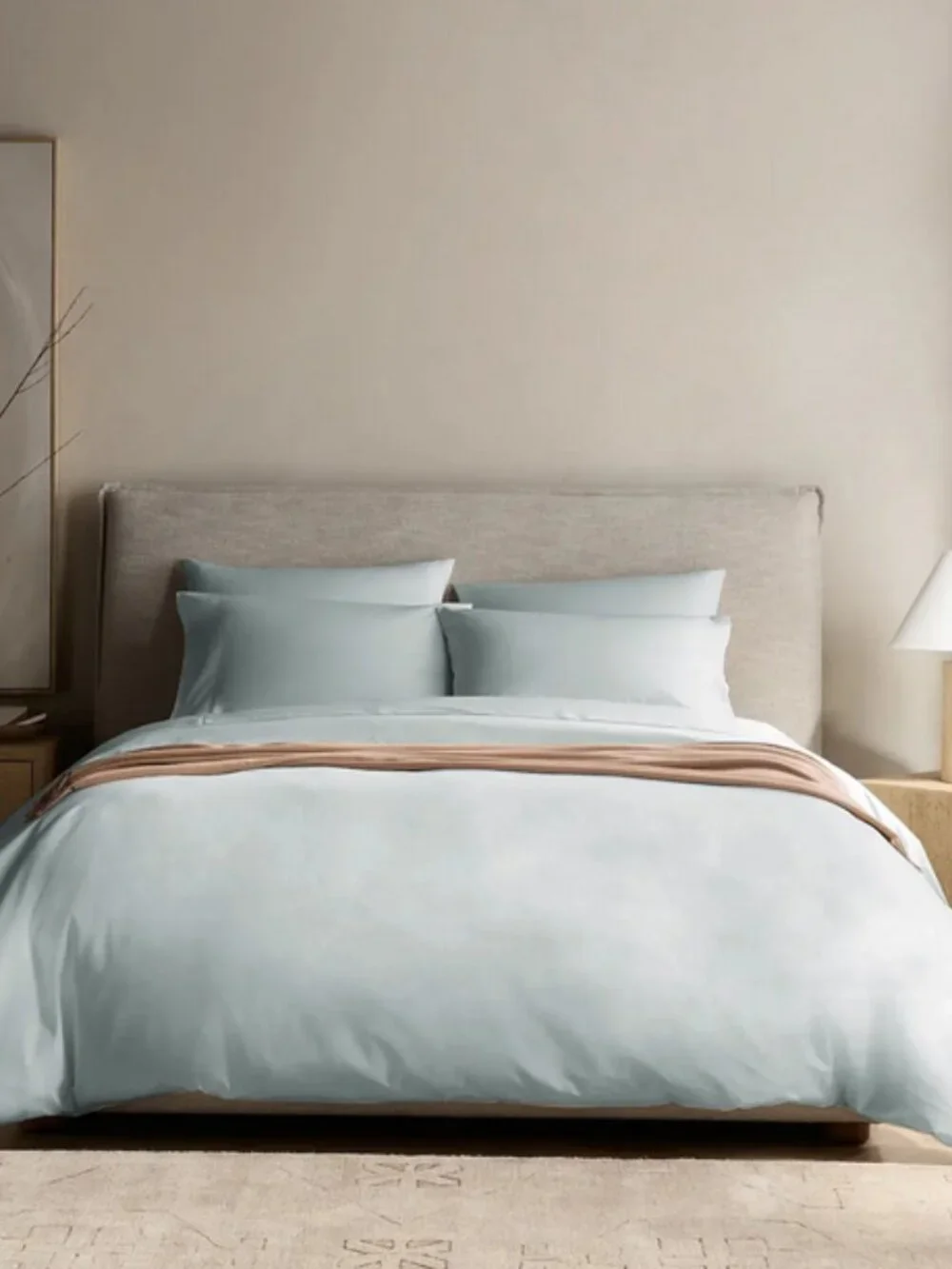 Quince Organic Crisp Percale King Duvet Cover in Mist